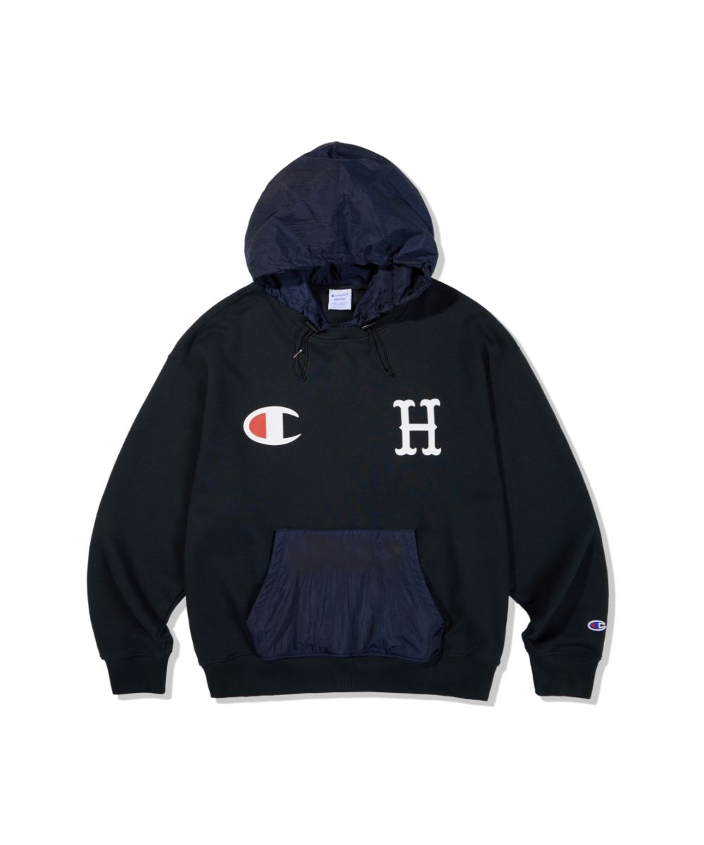 【HUF】 CHAMPION NYLON MIX SWEAT HOODIE 2色 パーカー HUF】 CHAMPION NYLON MIX SWEAT HOODIE 2色 パーカー (HUF