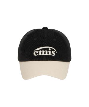 CORDUROY TWO-TONE BALL CAP-BLACK