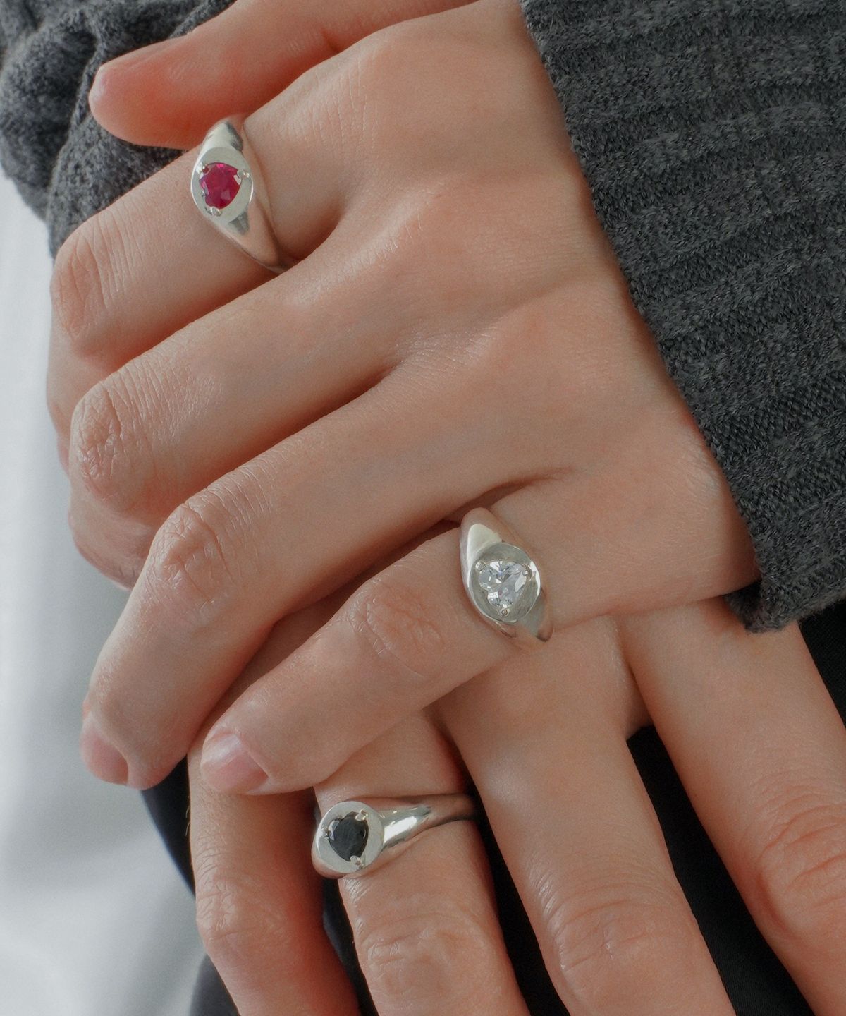 포스트루드(POSTLUDE) [SILVER] HEART CZ SIGNET RING