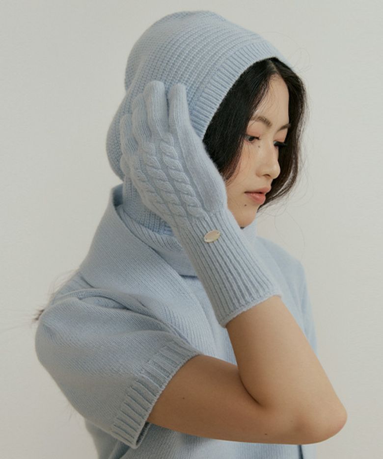 soft wool cable knit glove (4Color)