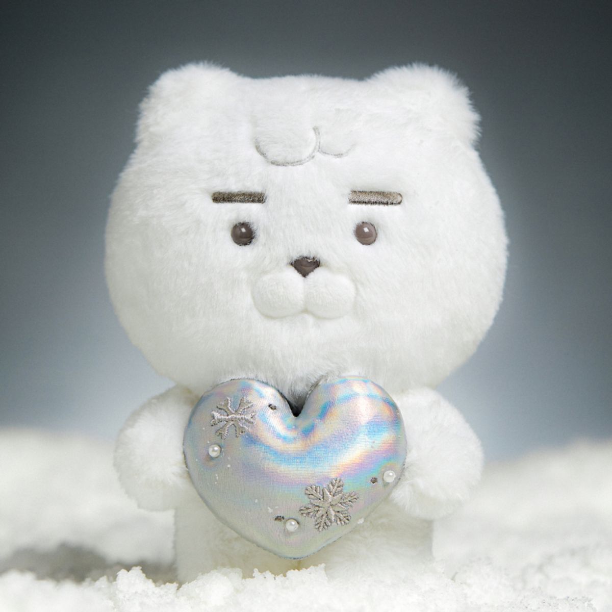 카카오프렌즈(KAKAO FRIENDS) 화이트실버 눈꽃하트 인형_리틀라이언