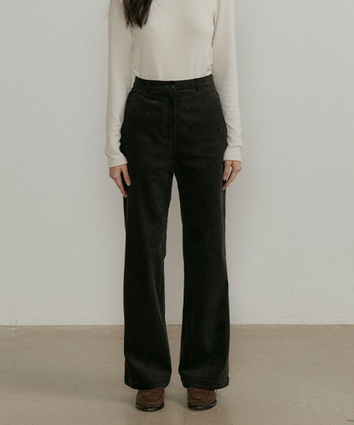 링서울(LINGSEOUL) button corduroy pants-dark brown