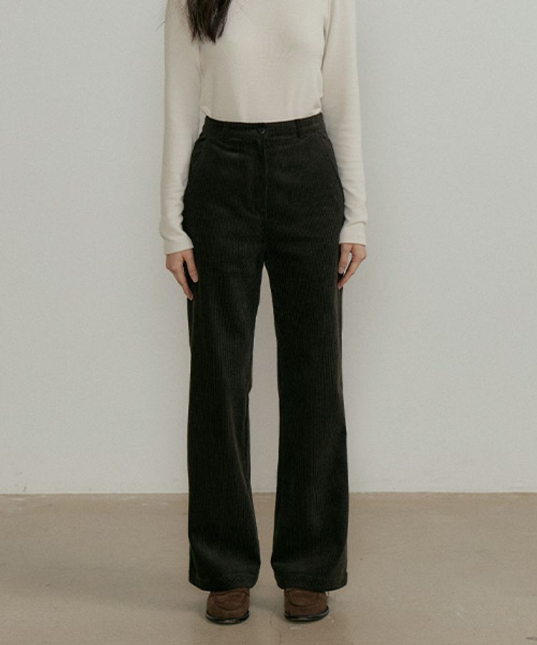 button corduroy pants-dark brown