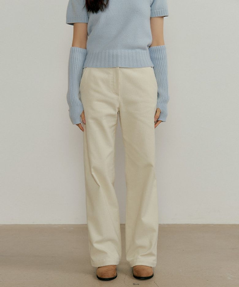 button corduroy pants-cream