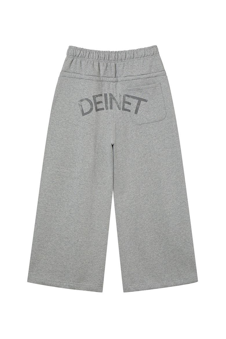 DEINET BACK LOGO SWEAT PANTS IN MELANGE GREY