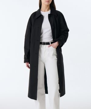 우먼즈 오버사이즈 싱글 트렌치 코트 [블랙]