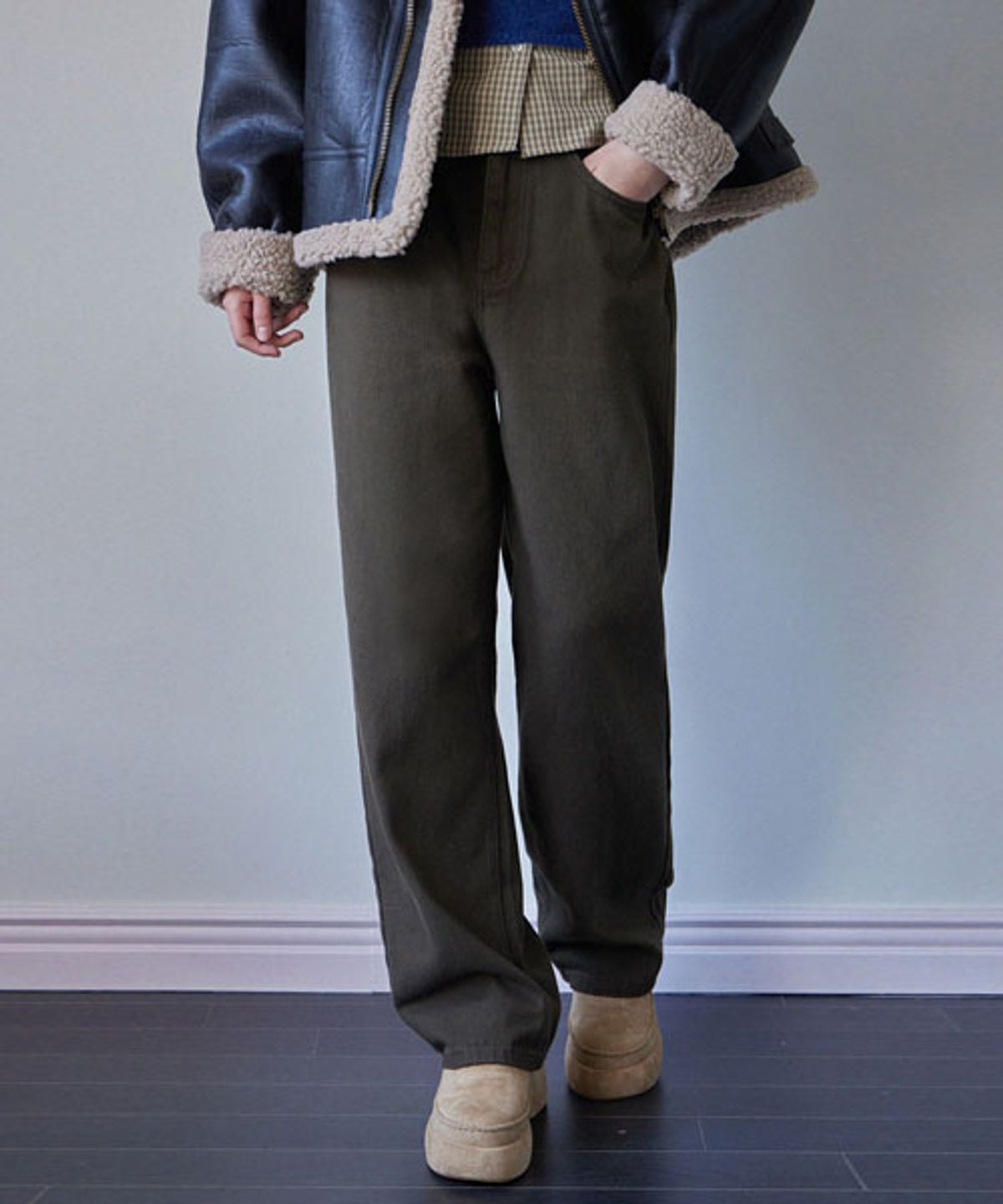 헤인트(HAINT) [기모안감] MARGO WIDE STRAIGHT PANTS_KHAKI