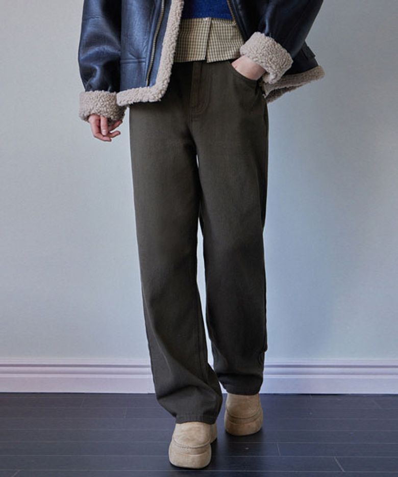 [기모안감] MARGO WIDE STRAIGHT PANTS_KHAKI