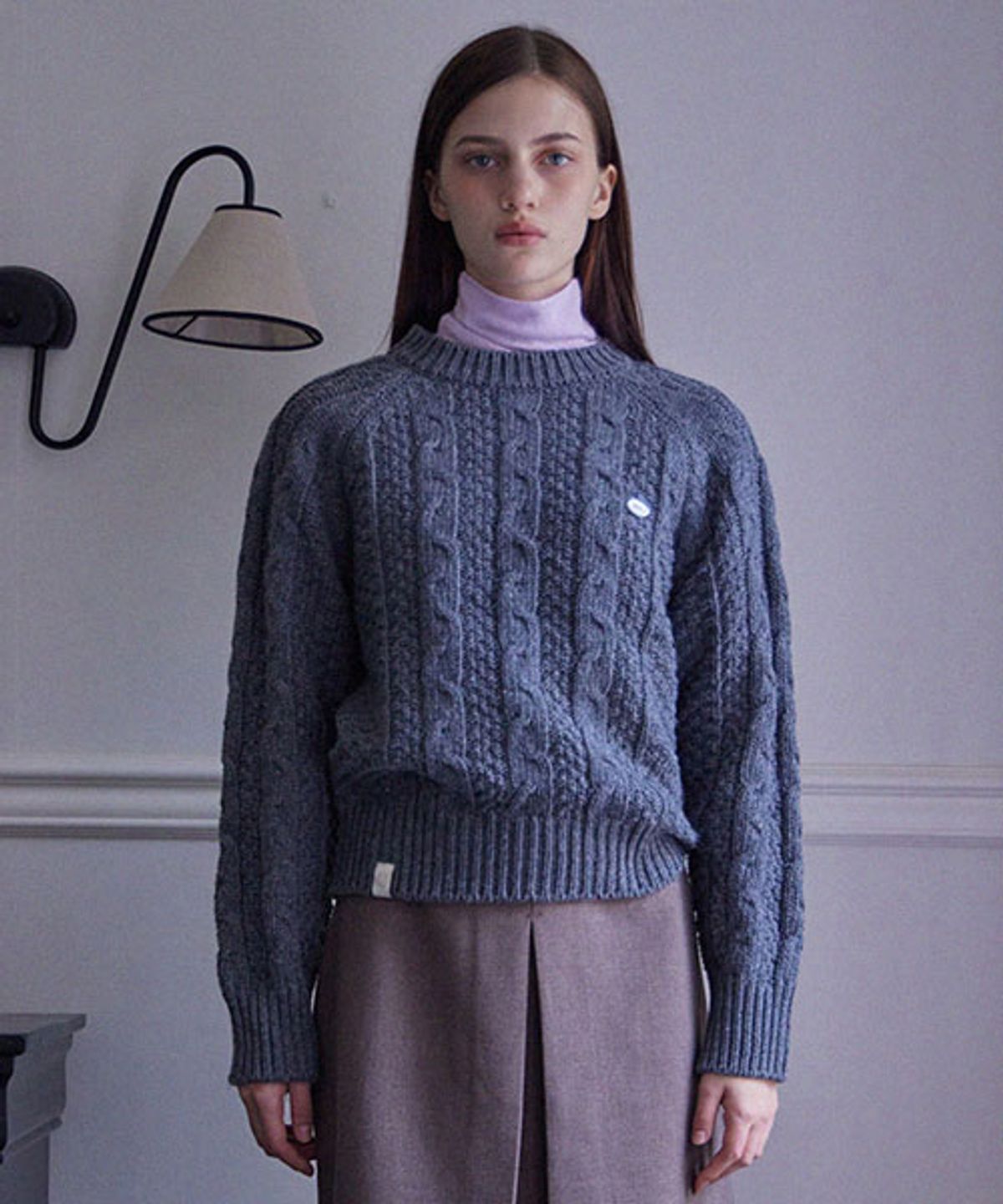 헤인트(HAINT) STANDARD FIT CABLE KNIT_CHARCOAL