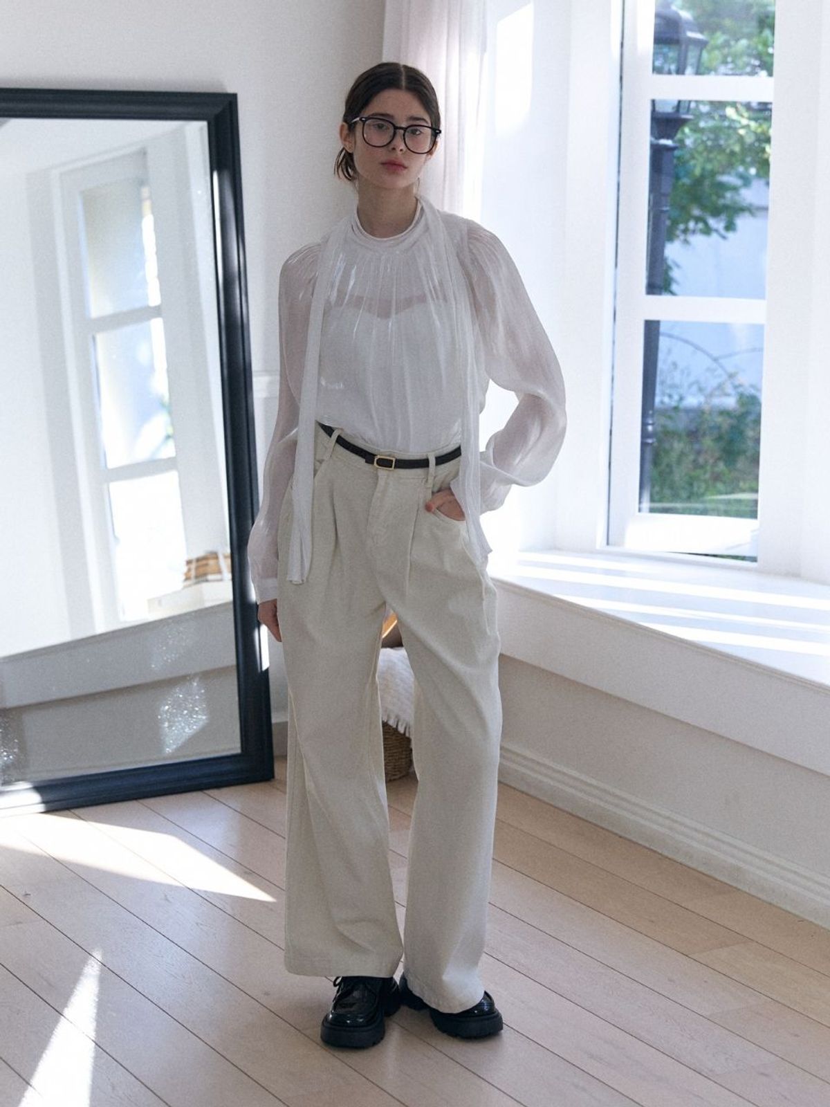 패브릭서울(FABRICSEOUL) cotton pintuck wide pants_Ivory
