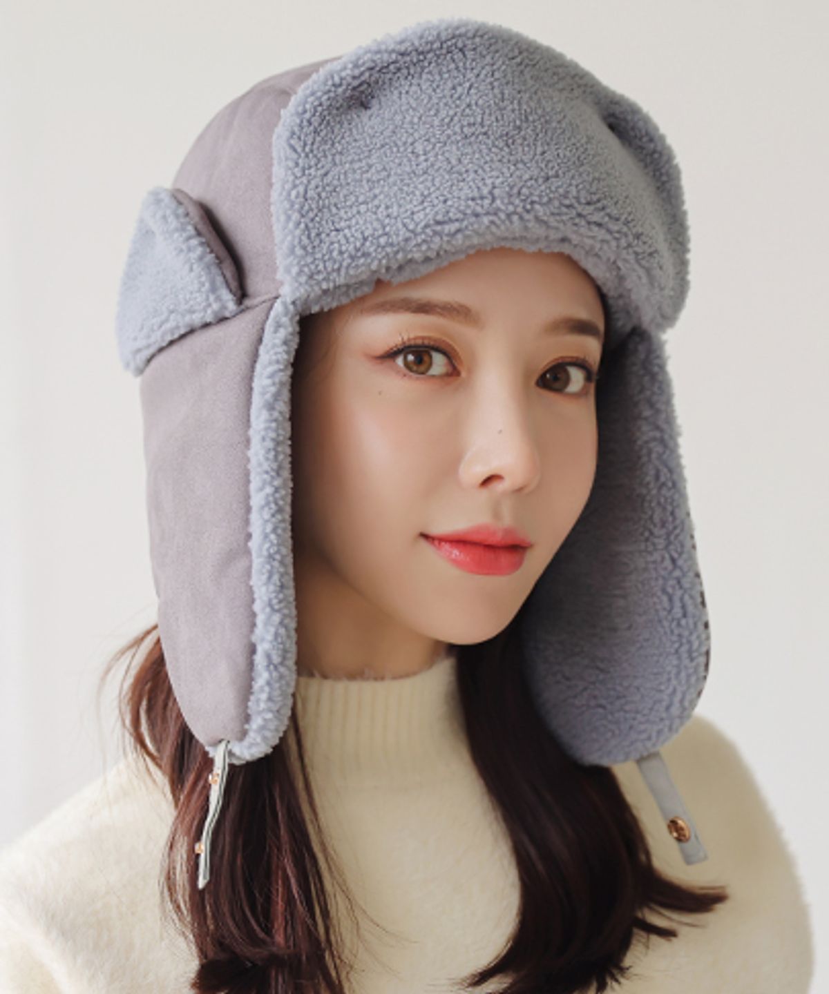 엑스웜(EX-WARM) 남여공용 양털 귀달이 트루퍼햇 그레이