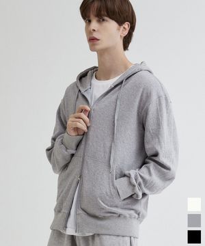 2WAY 오버핏 무지 후드집업