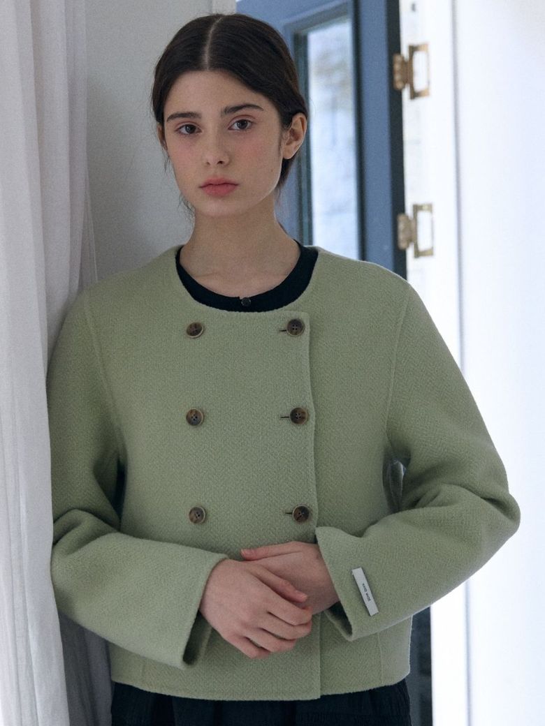 classic button handmade jacket_mint