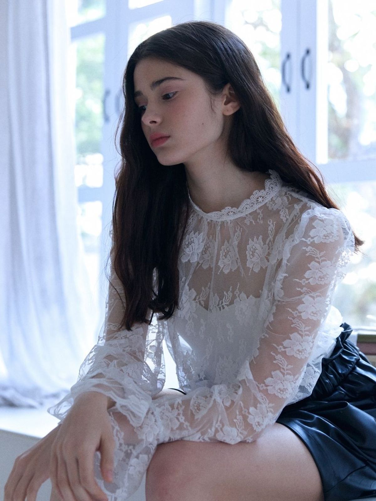 패브릭서울(FABRICSEOUL) scallop lace see-through blouse_ivory