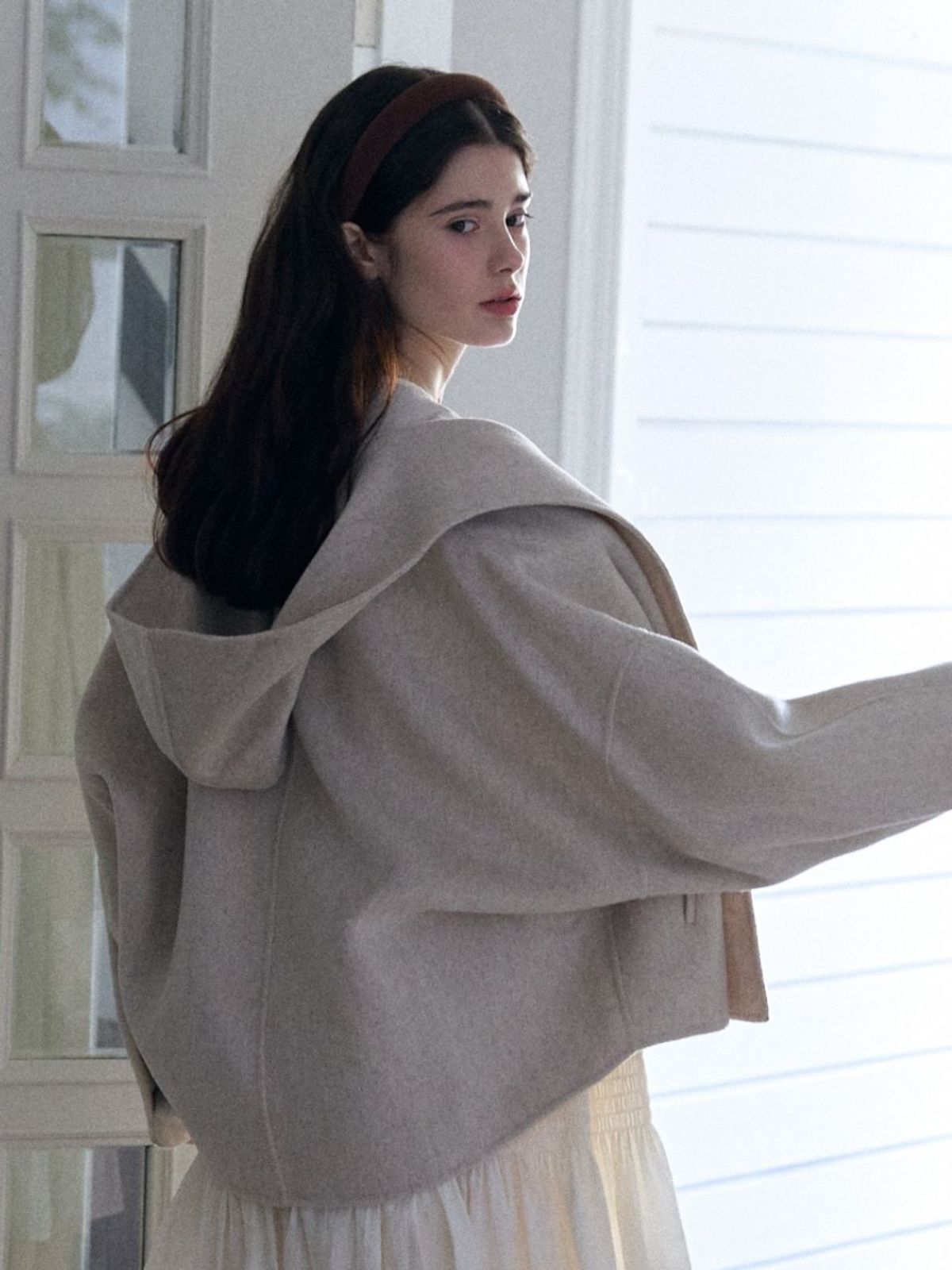 패브릭서울(FABRICSEOUL) hoody oversize handmade short coat_ivory