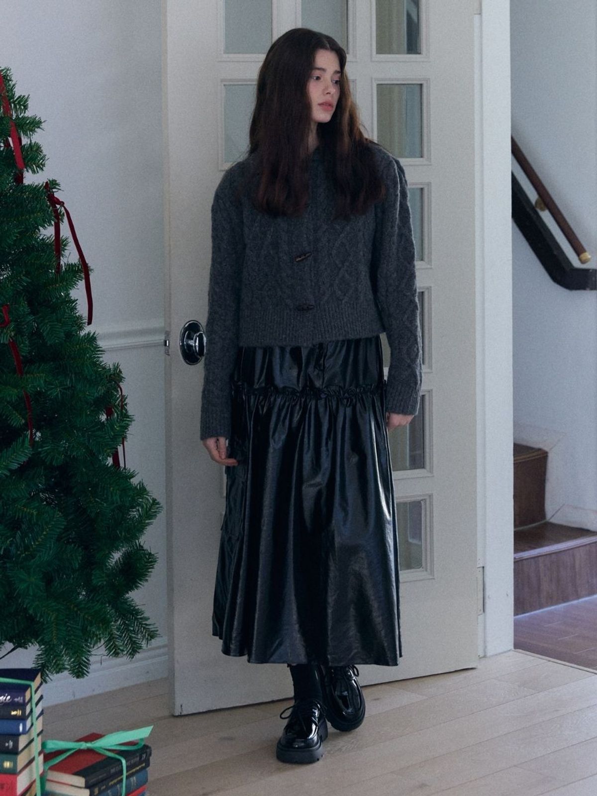 패브릭서울(FABRICSEOUL) metal pocket long skirt_black