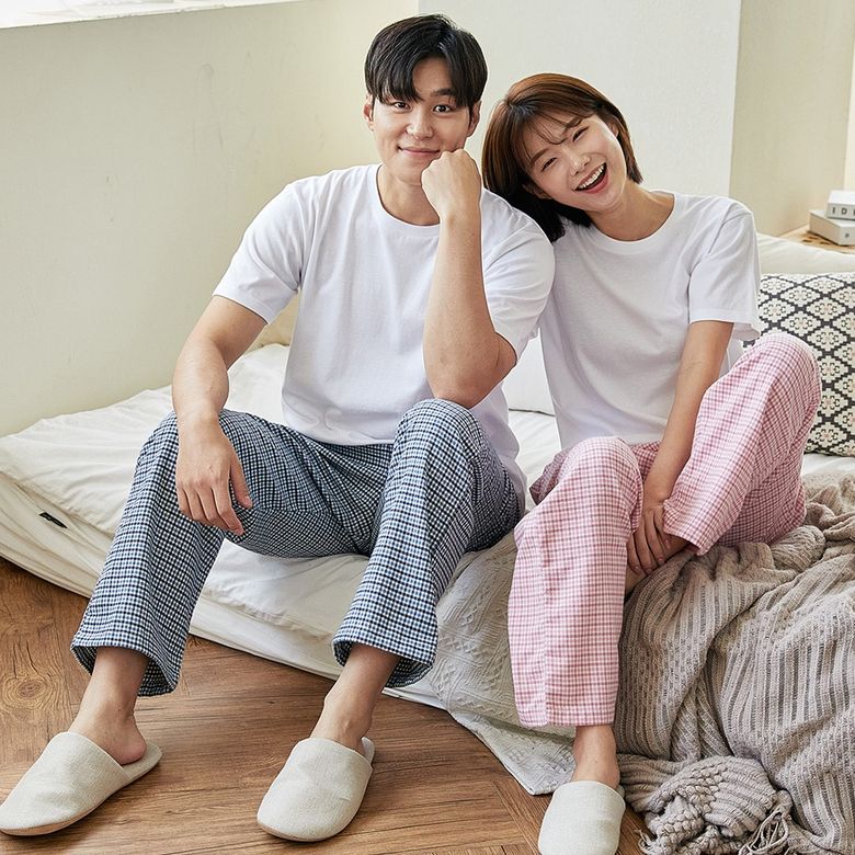 우디체크 16수기모 9부잠옷바지