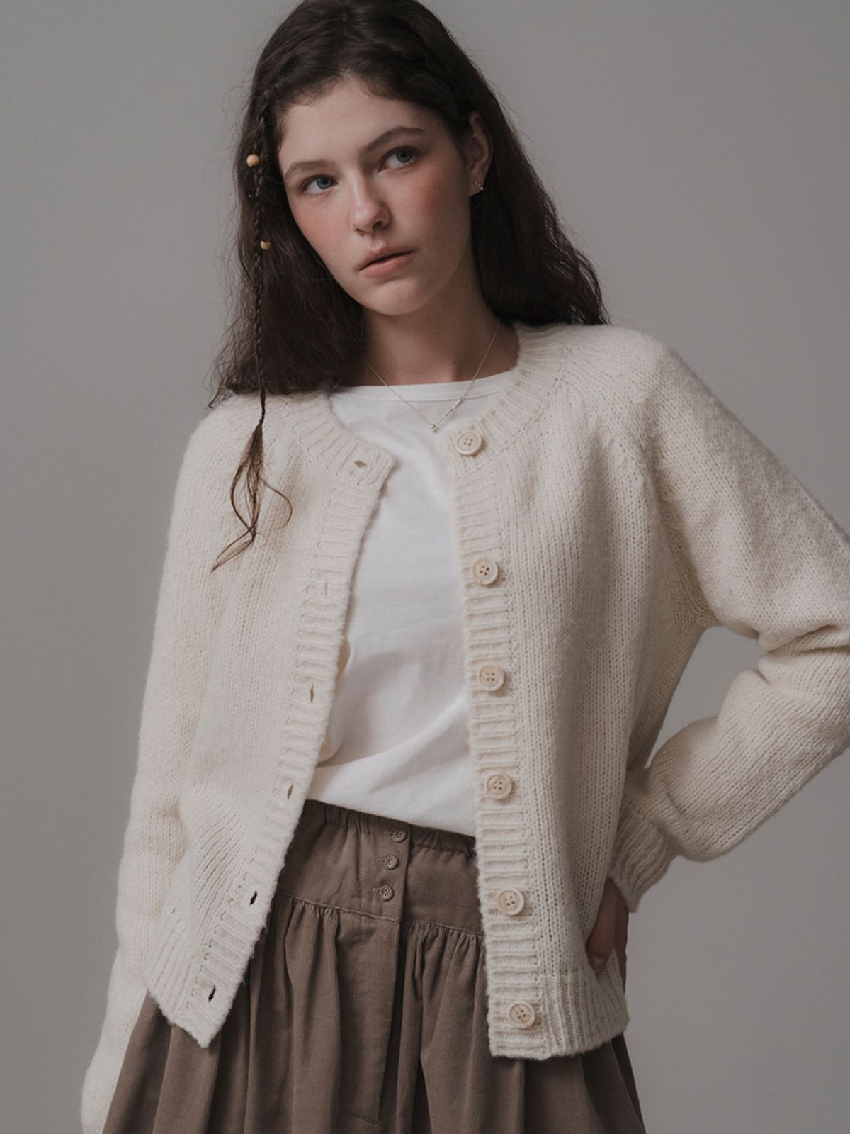더미튼(THEMITTEN) Suave knit cardigan (cream)