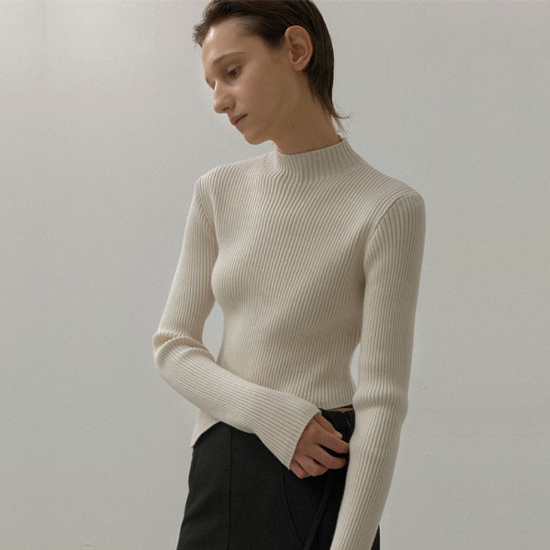 KALI WOOL UNBALANCE SLIM KNIT(T-6958)