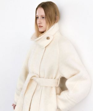 HAIRY WOOL BELTED HALF COAT S(CT-1450)