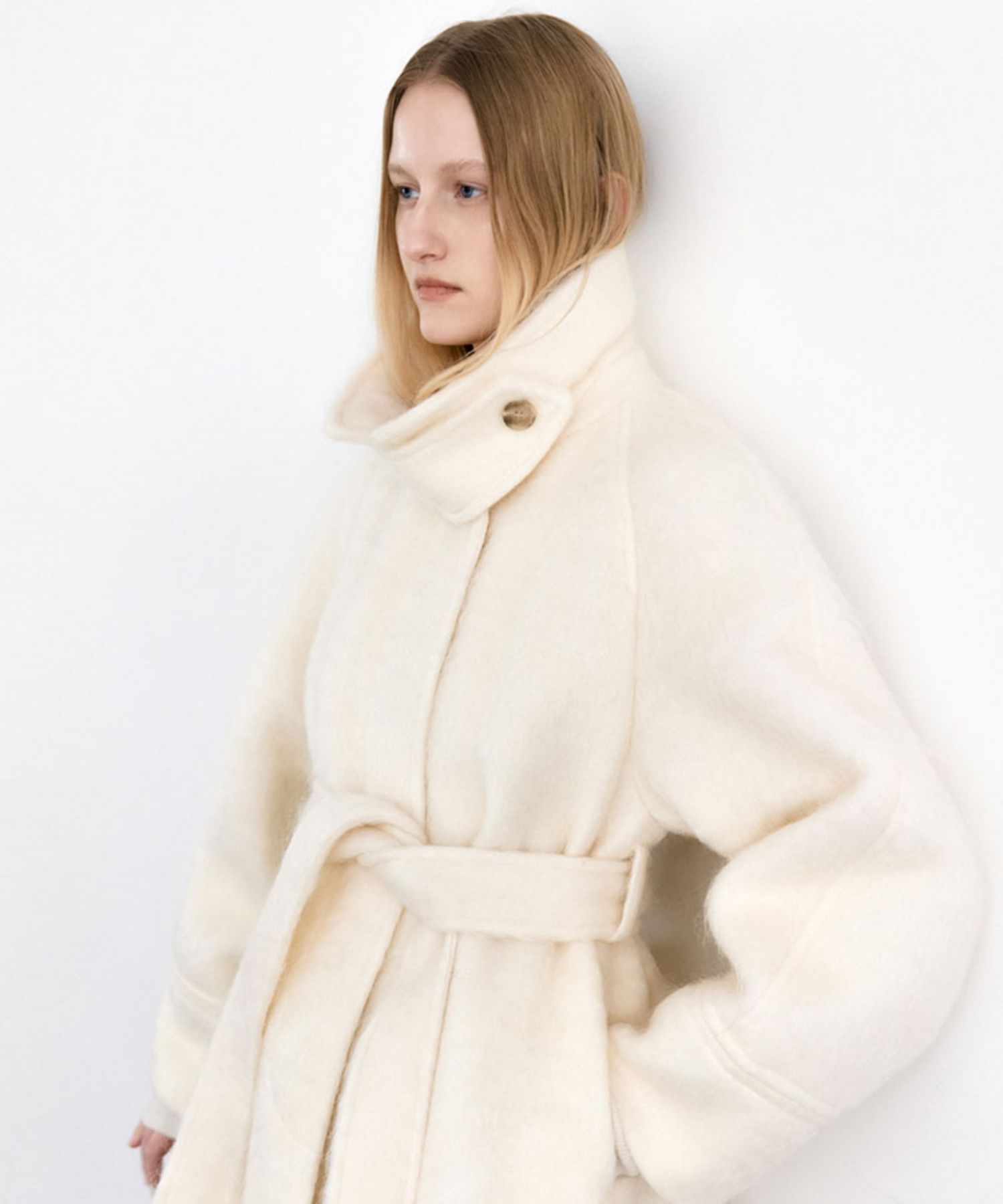 MUSINSA | ATELIER NAIN HAIRY WOOL BELTED HALF COAT S(CT-1450)