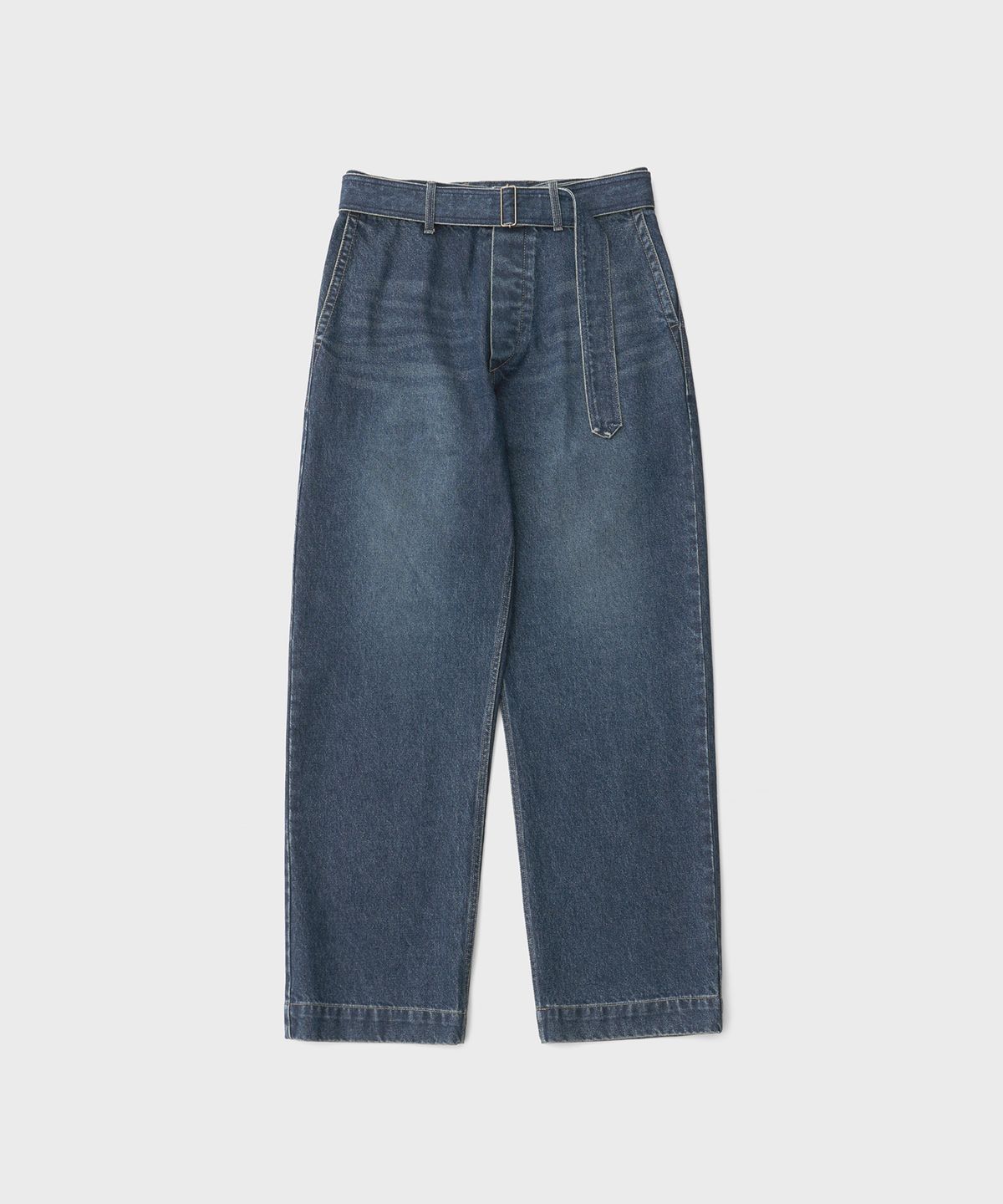 어나더 오피스(ANOTHER OFFICE) Plenty Belted Denim Slacks (Mid Blue)