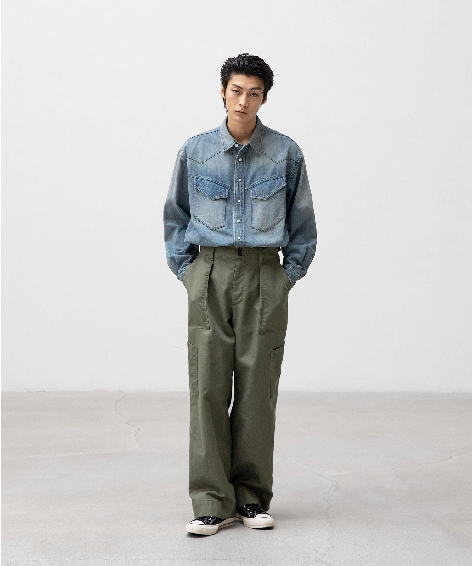 パンツ ANOTHER OFFICE Santiago Garment Pants ANOTHER OFFICE - 【残り一点】Santiago Officer Pants