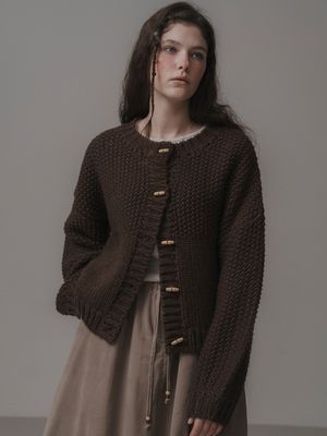 Woolly duffle cardigan (brown)