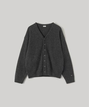 Moss Stitch V-Neck Cardigan (Charcoal)