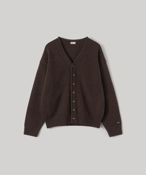 Moss Stitch V-Neck Cardigan (Brown)