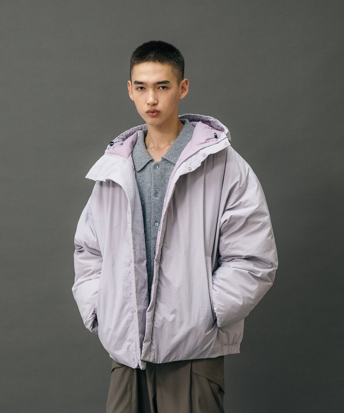 어나더 오피스(ANOTHER OFFICE) Snowman Hooded Down Jacket (Light Purple)