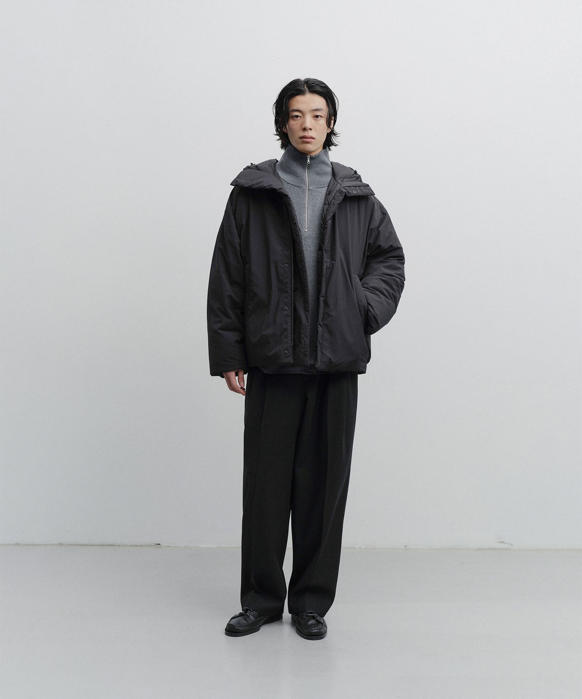 어나더 오피스(ANOTHER OFFICE) Snowman Hooded Down Jacket (Black)