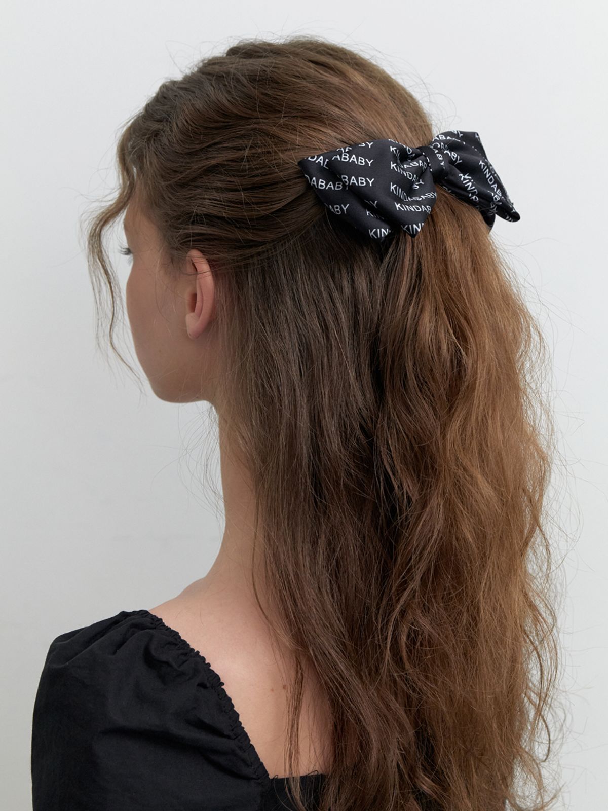 카인더베이비(KINDABABY) kinda lace layered ribbon pin - black