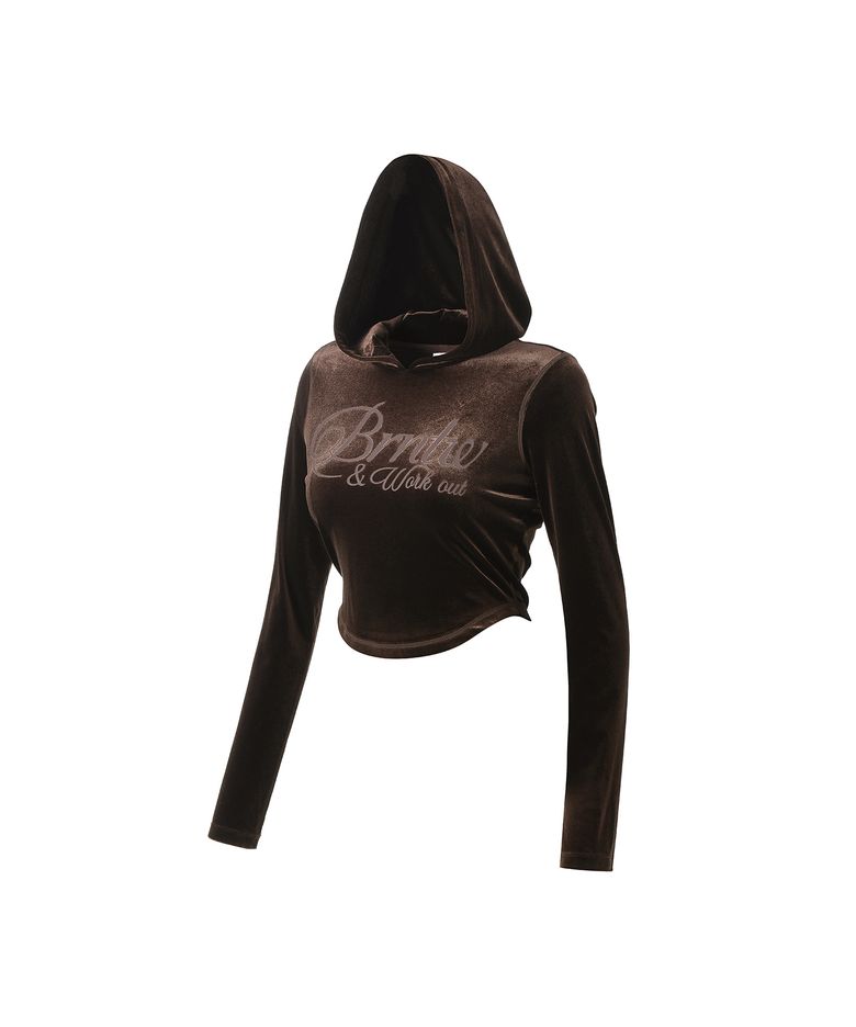 VELOUR SLIM FIT HOODIE [BROWN]