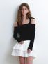 ribbon sleeveless & off-shoulder top set - black
