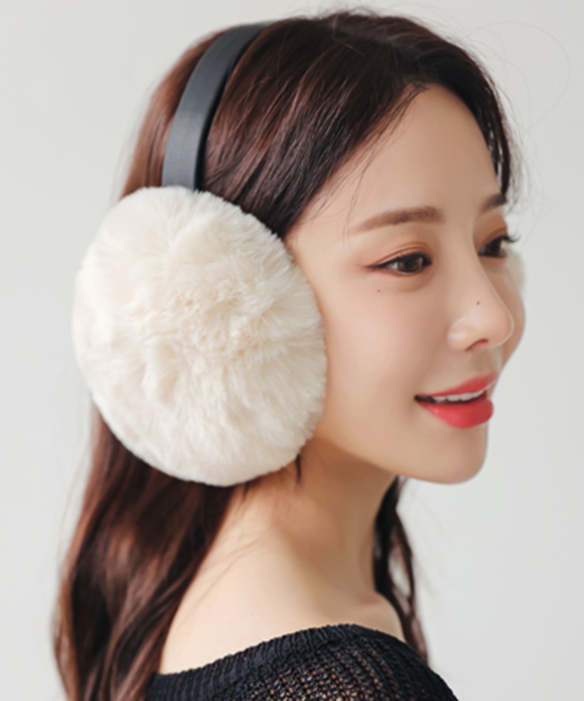 엑스웜(EX-WARM) 페이크퍼 접이식 귀마개 아이보리