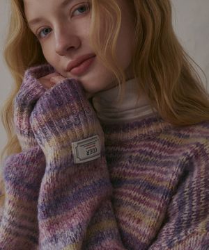 멀티 스트라이프 울 풀오버-핑크