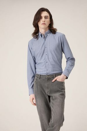 폴리 고신축 져지 프린트 셔츠 네이비 YJ4FUA718NY