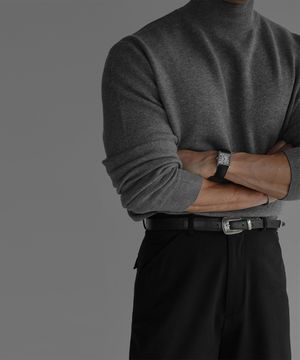 소프트 이중직 반폴라 니트 [그레이]