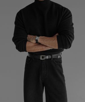 소프트 이중직 반폴라 니트 [블랙]