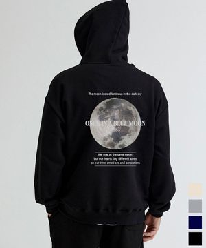 달 프린팅 오버핏 후드티 4color