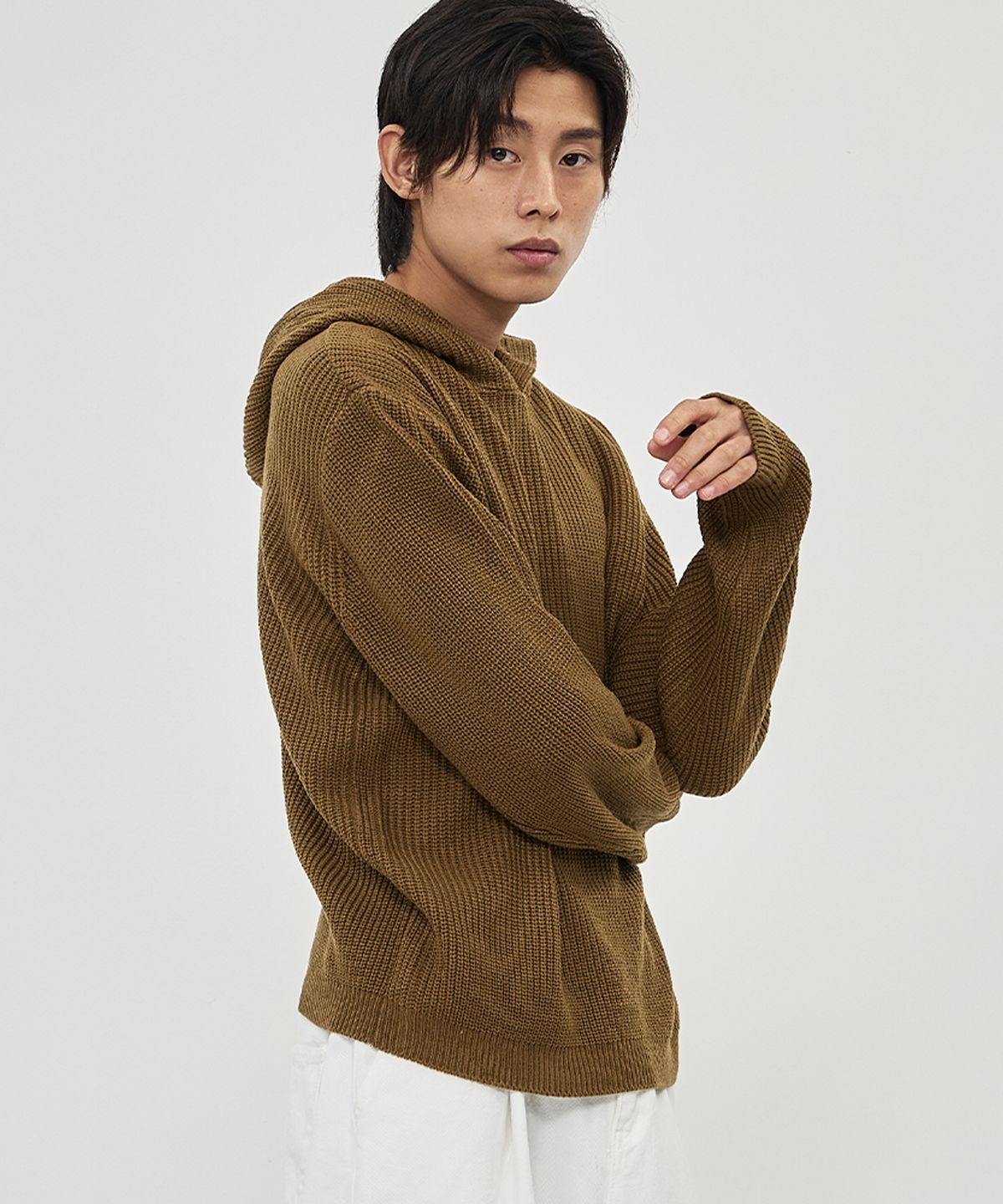 에이본(THE-ABON) 파로 하찌 후드 니트 카멜