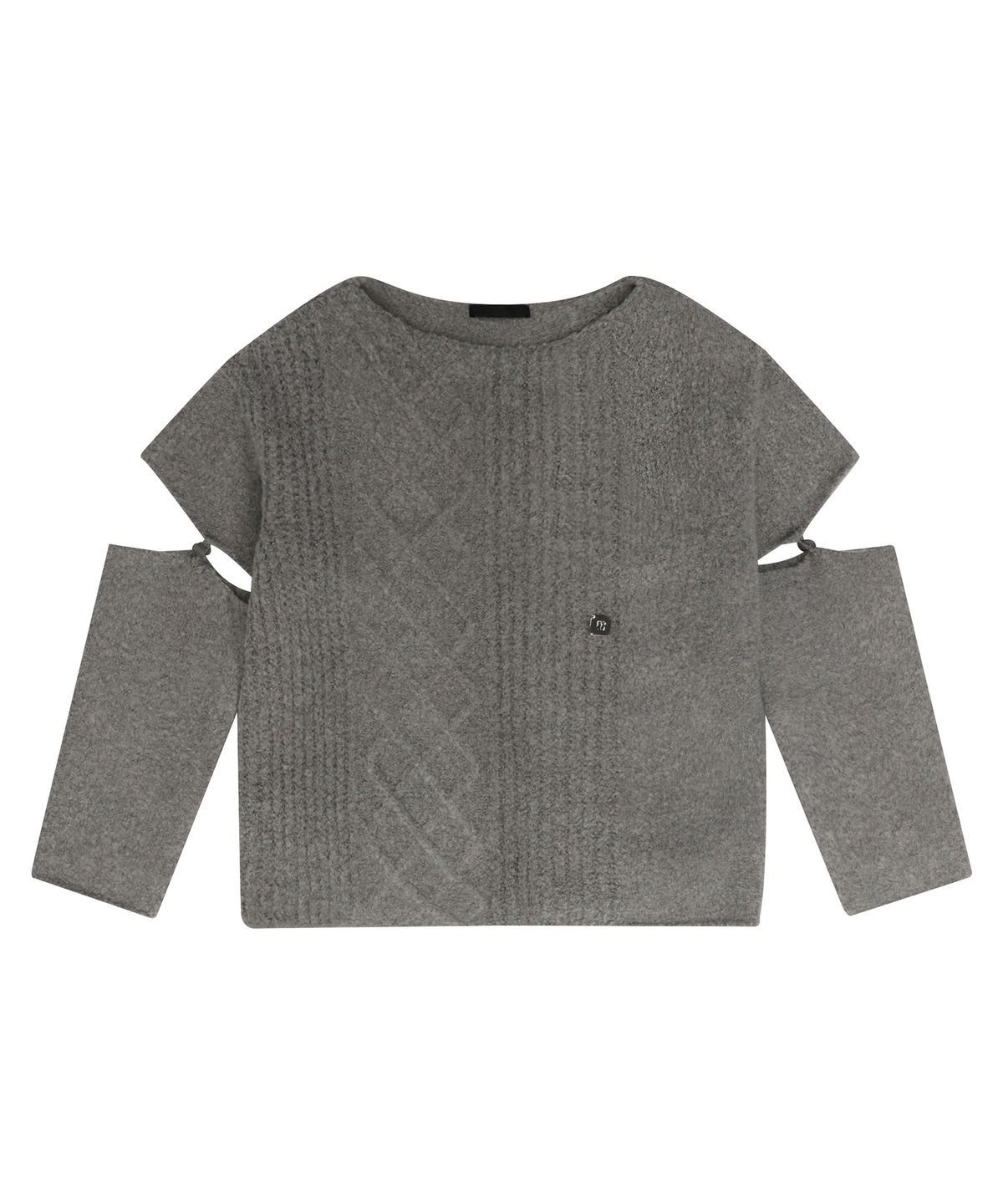 트리밍버드(TREEMINGBIRD) Sleeve Slit Boat Neck Knit [ Grey ]