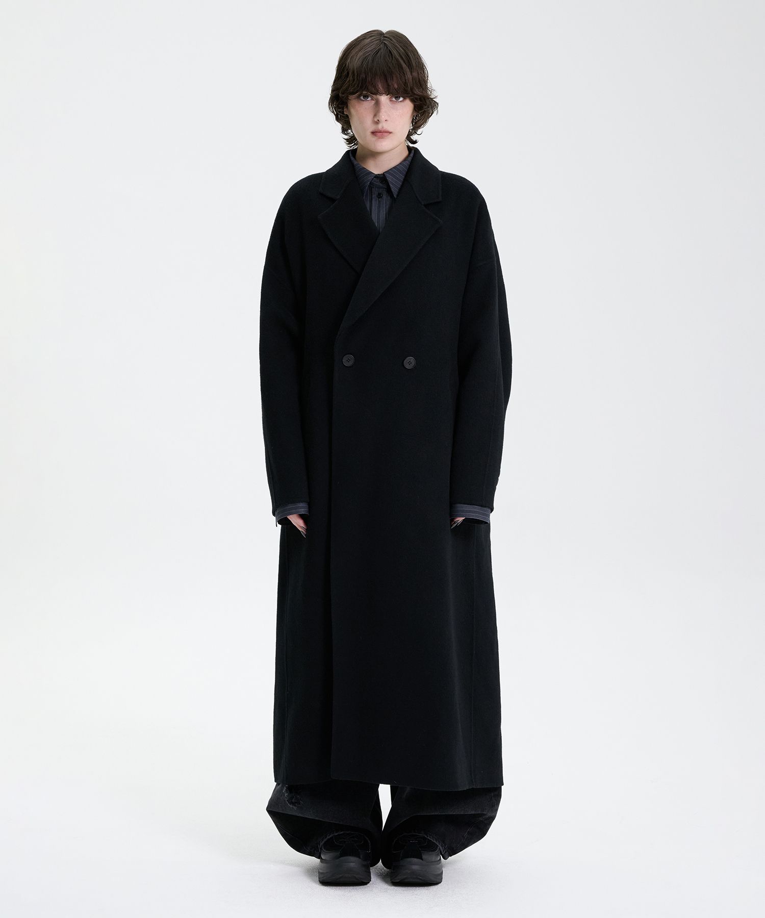 Anna Double Long Coat BLACK source detail 72