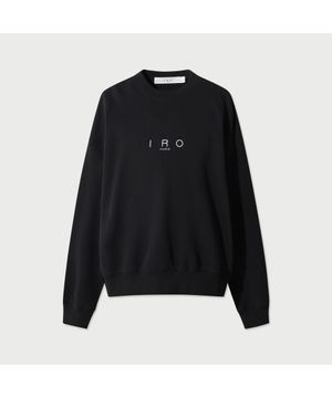 ESSENTIAL 프론트 자수 로고 스웨트 셔츠 - BLACK