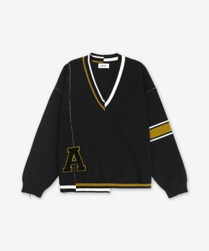 디스트로이드 립 니트 - 블랙 / BMHD003F24KNI0011010