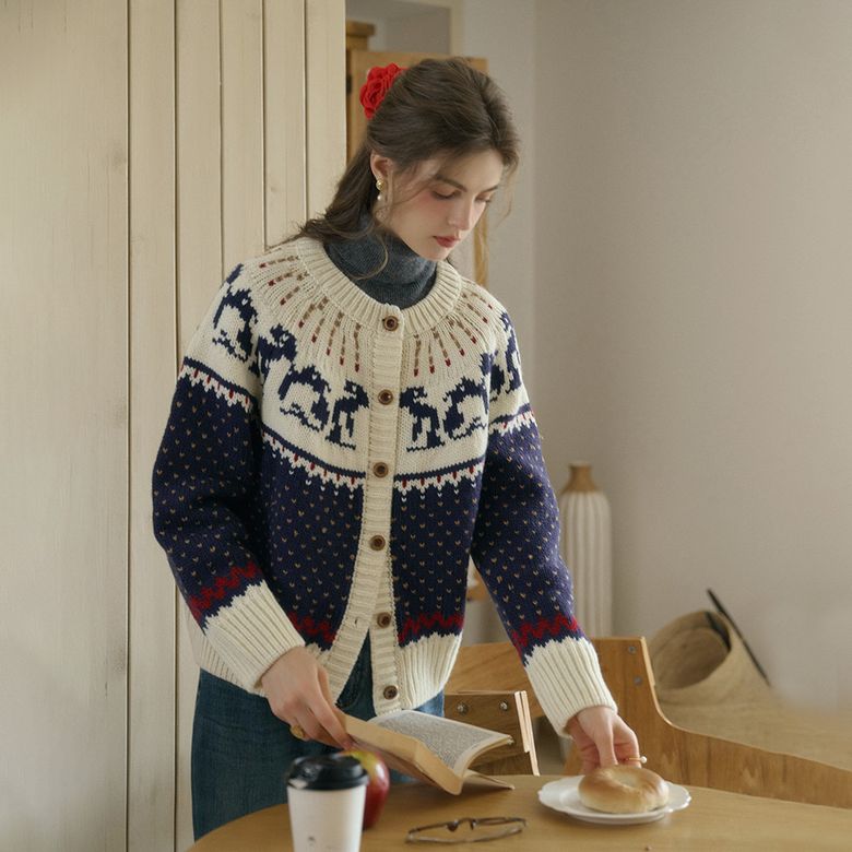 SR_Casual vintage wool cardigan_2color