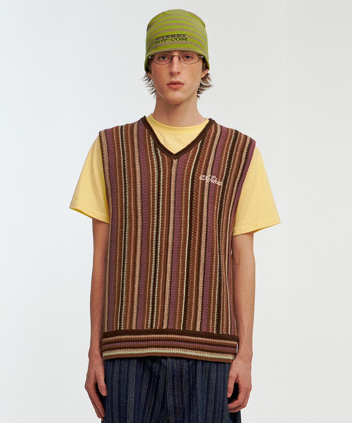 테켓(TEKET) Between Knit Vest Pink