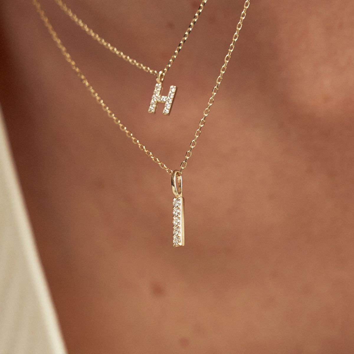 룬느(LUNNE) 14k 다이아몬드 스틱바 펜던트 (14k골드) LCP01