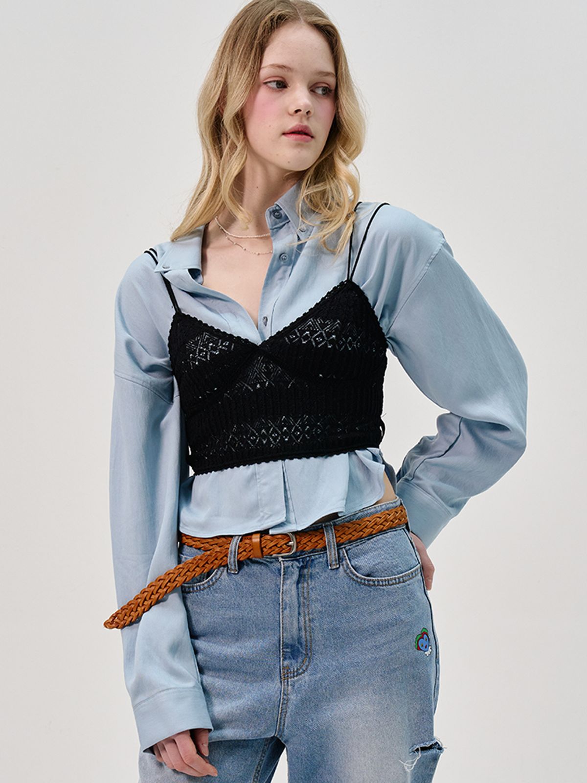 쏘리, 투 머치 러브(SORRY, TOO MUCH LOVE) Ivy League Woven Leather Belt_Camel